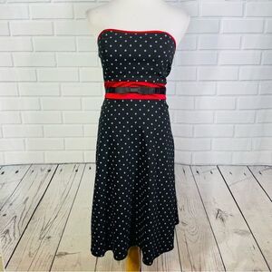 10/$25🦋 I.N. San Francisco Black & Red Polka Dot Strapless Dress - Size 7
